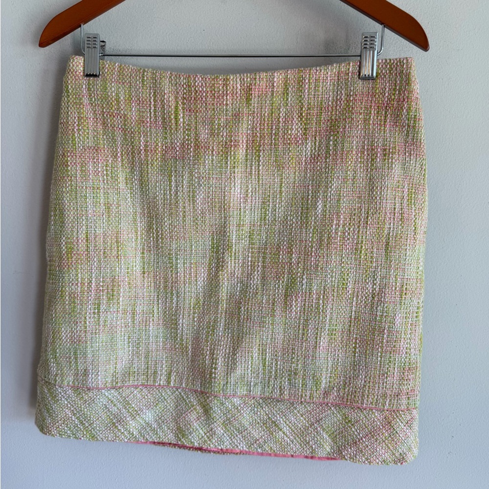 Sigrid Olsen Petite Pink Green Tweed Cotton Mini Skirt 8P‎